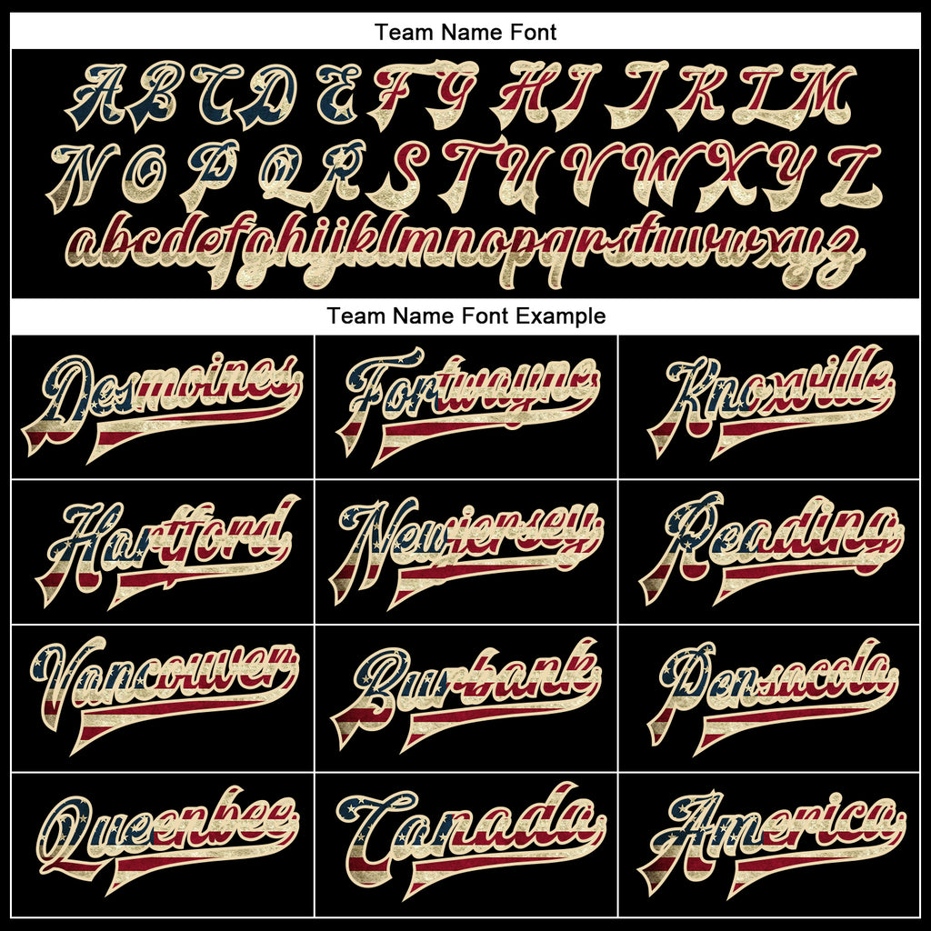 Custom Black Vintage USA Flag-Cream Bomber Full-Snap Varsity Faux Leather Letterman Jacket