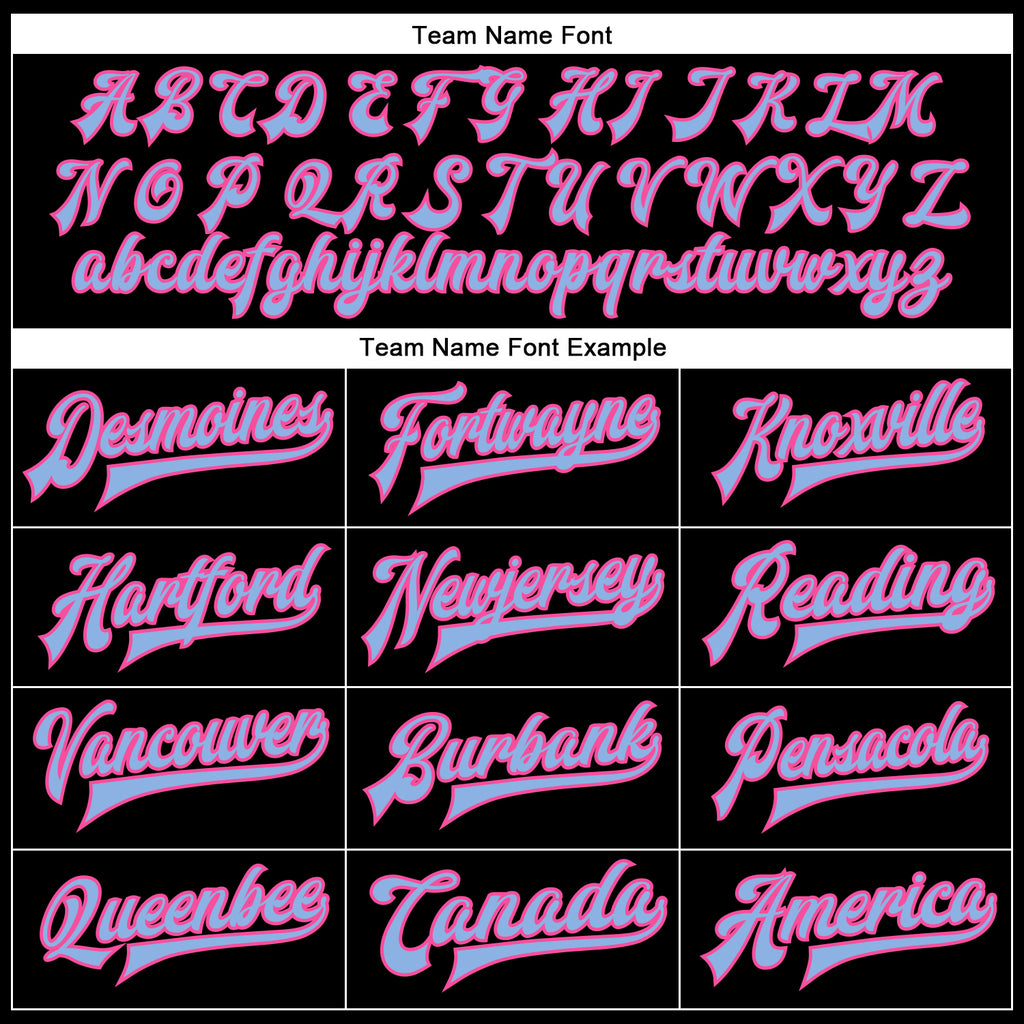 Custom Black Light Blue-Pink Bomber Full-Snap Varsity Faux Leather Letterman Jacket