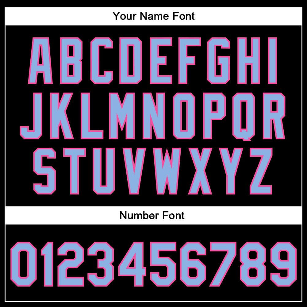 Custom Black Light Blue-Pink Bomber Full-Snap Varsity Faux Leather Letterman Jacket