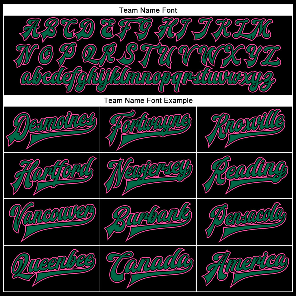 Custom Black Kelly Green-Pink Bomber Full-Snap Varsity Faux Leather Letterman Jacket