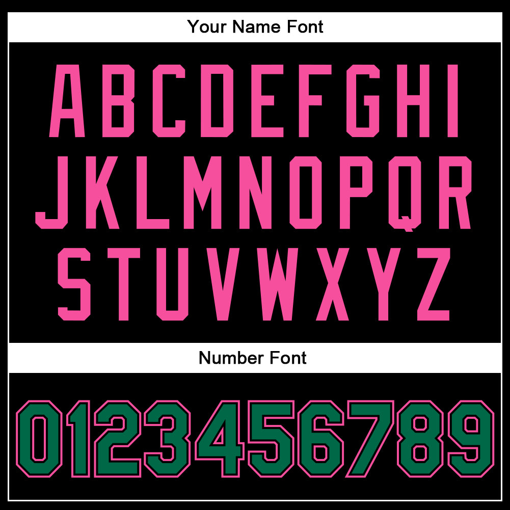 Custom Black Kelly Green-Pink Bomber Full-Snap Varsity Faux Leather Letterman Jacket