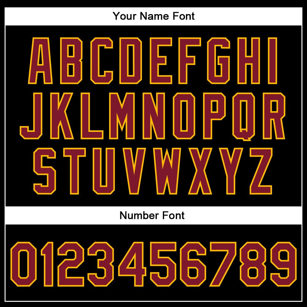 Custom Black Crimson-Gold Bomber Full-Snap Varsity Faux Leather Letterman Jacket