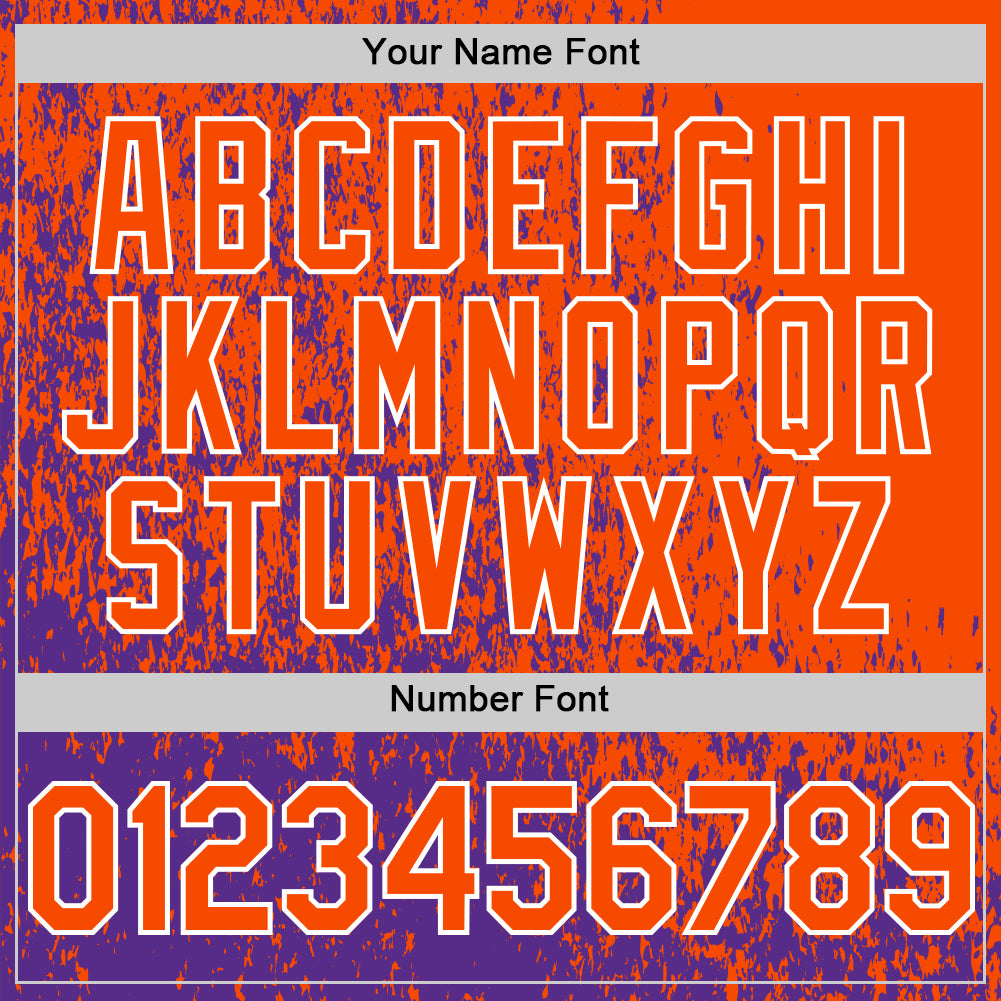 Custom Purple Orange-White Abstract Fragment Art 3D Pattern Design Bomber Full-Snap Varsity Letterman Hoodie Jacket