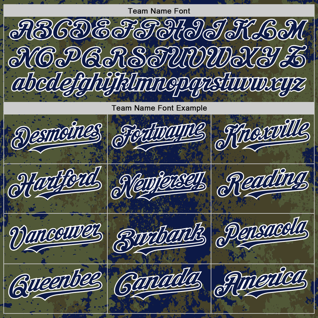 Custom Olive Navy-White 3D Pattern Design Bomber Full-Snap Varsity Letterman Hoodie Jacket