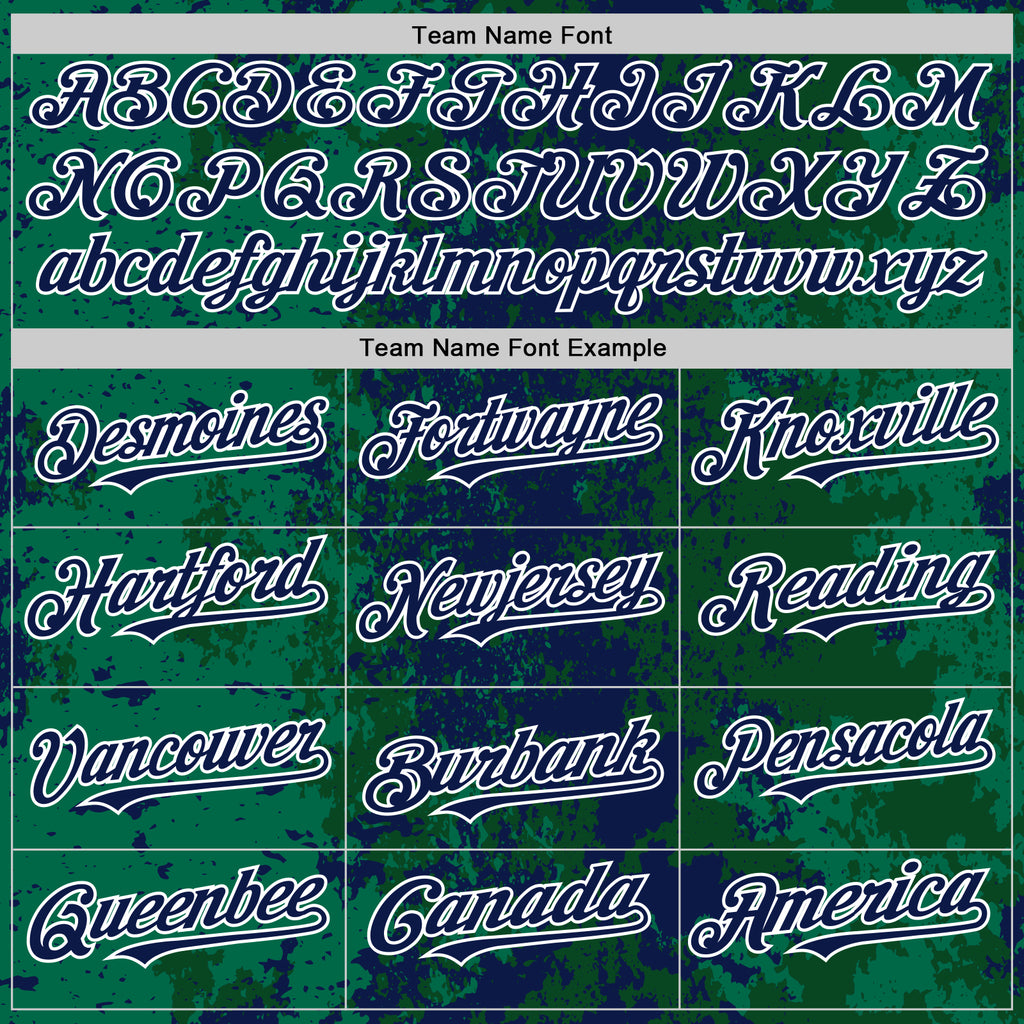 Custom Green Navy-White 3D Pattern Design Bomber Full-Snap Varsity Letterman Hoodie Jacket