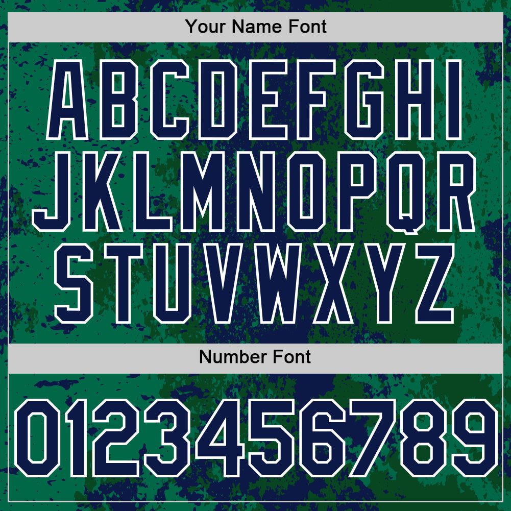 Custom Green Navy-White 3D Pattern Design Bomber Full-Snap Varsity Letterman Hoodie Jacket