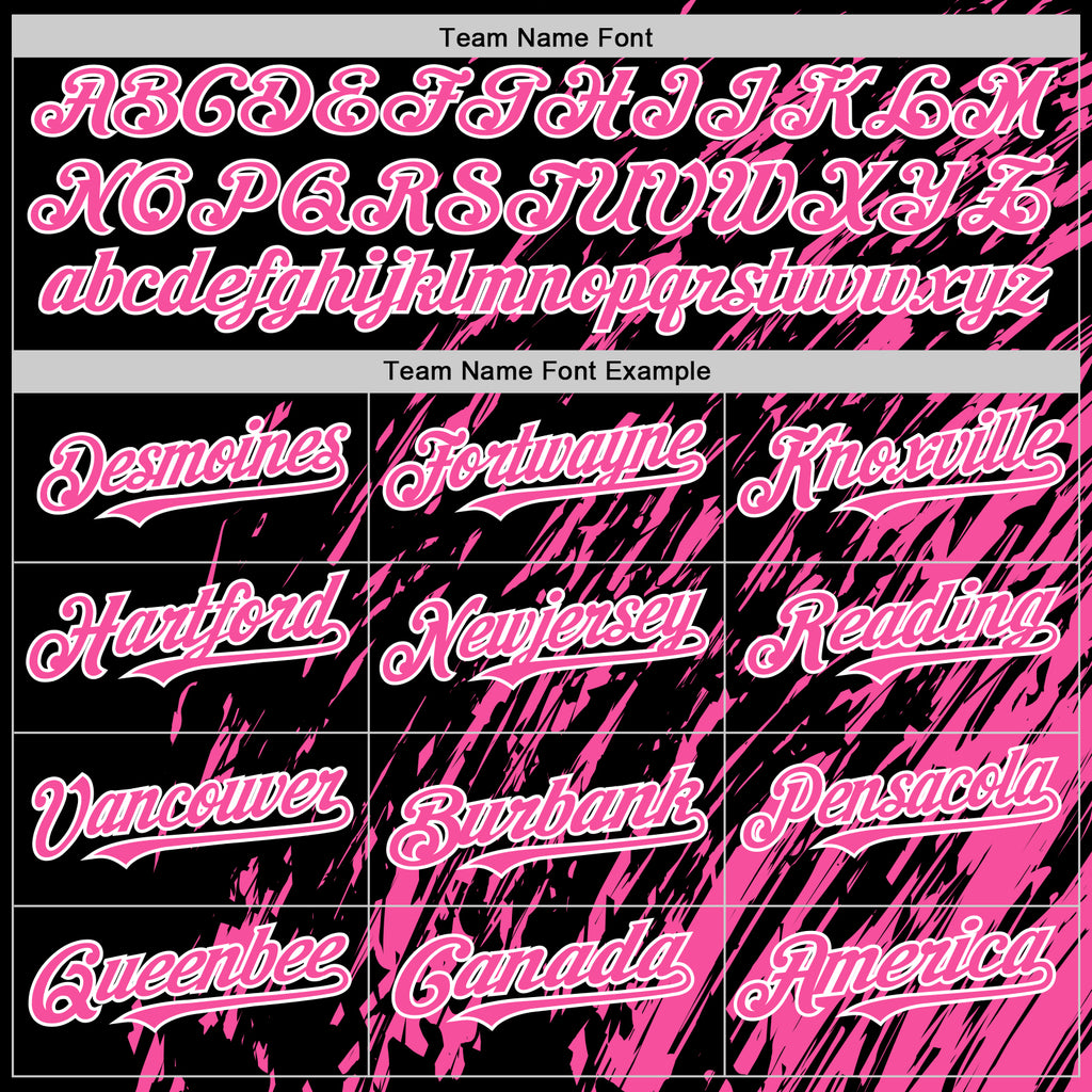 Custom Black Pink-White 3D Pattern Design Bomber Full-Snap Varsity Letterman Hoodie Jacket