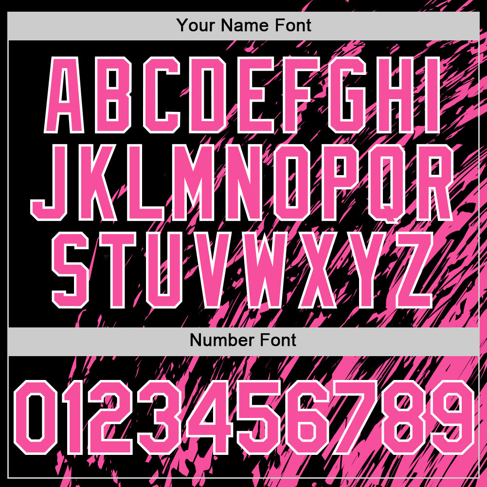 Custom Black Pink-White 3D Pattern Design Bomber Full-Snap Varsity Letterman Hoodie Jacket