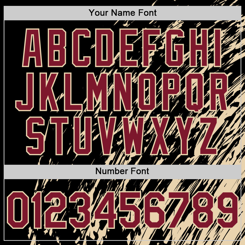 Custom Black Crimson-City Cream 3D Pattern Design Bomber Full-Snap Varsity Letterman Hoodie Jacket