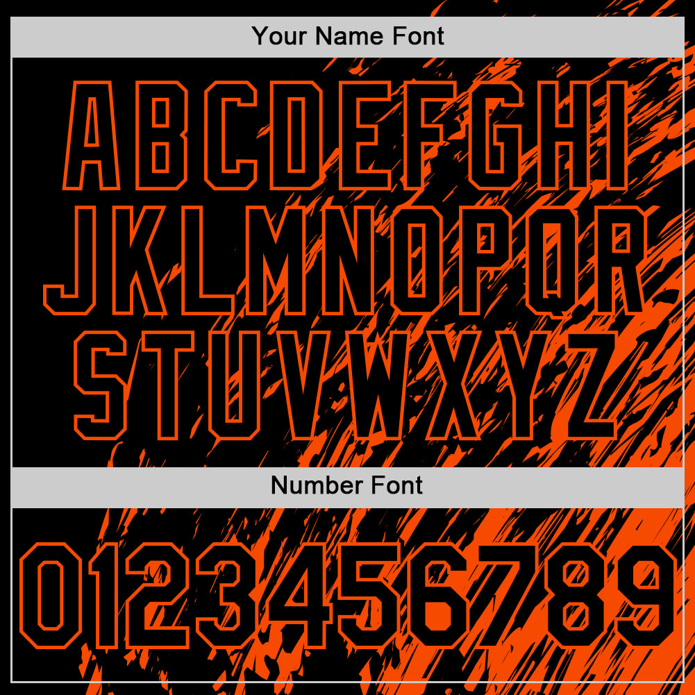 Custom Black Black-Orange 3D Pattern Design Bomber Full-Snap Varsity Letterman Hoodie Jacket