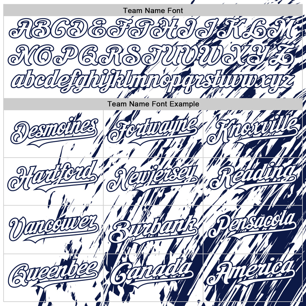 Custom White White-Navy 3D Pattern Design Bomber Full-Snap Varsity Letterman Hoodie Jacket