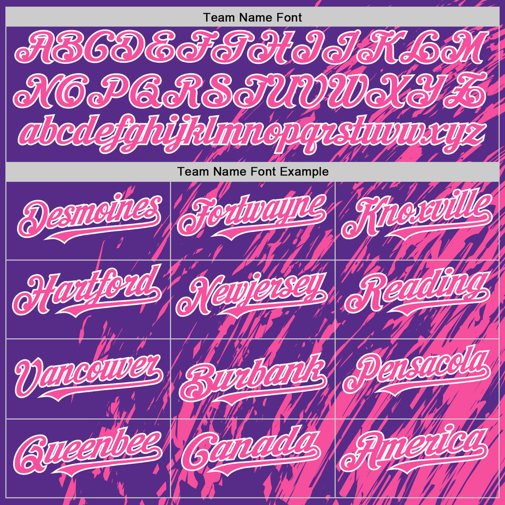 Custom Purple Pink-White 3D Pattern Design Bomber Full-Snap Varsity Letterman Hoodie Jacket