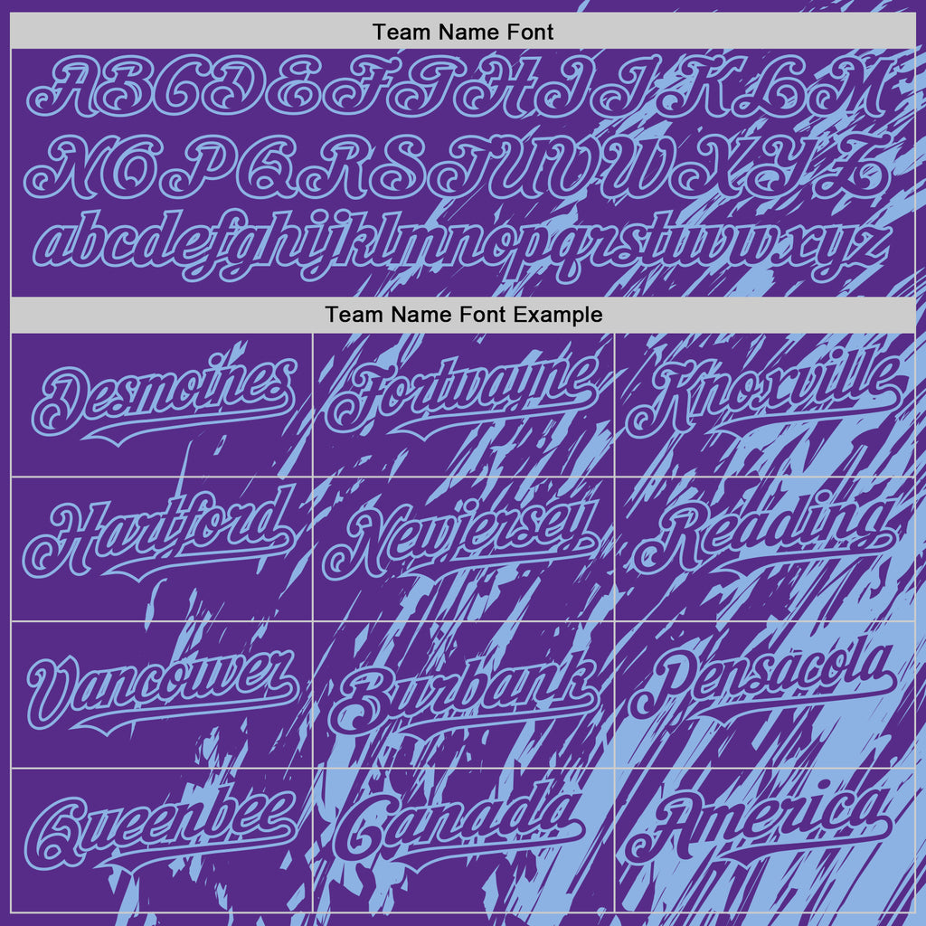 Custom Purple Purple-Light Blue 3D Pattern Design Bomber Full-Snap Varsity Letterman Hoodie Jacket