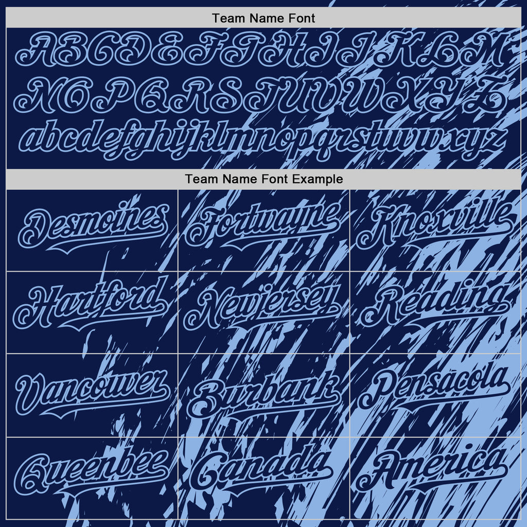 Custom Navy Navy-Light Blue 3D Pattern Design Bomber Full-Snap Varsity Letterman Hoodie Jacket