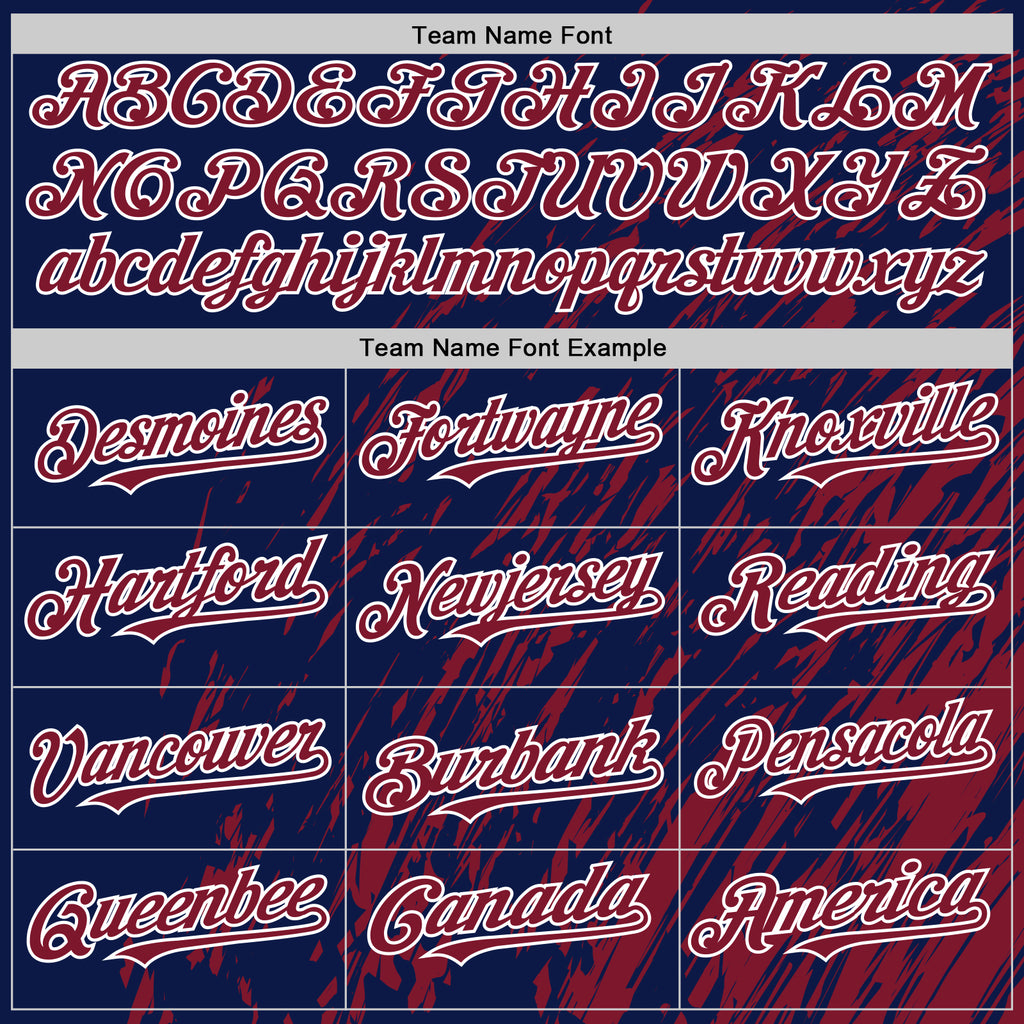 Custom Navy Crimson-White 3D Pattern Design Bomber Full-Snap Varsity Letterman Hoodie Jacket