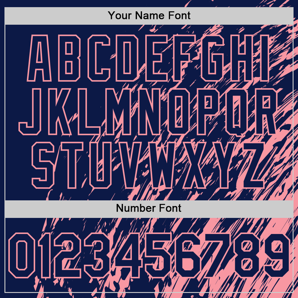 Custom Navy Navy-Medium Pink 3D Pattern Design Bomber Full-Snap Varsity Letterman Hoodie Jacket