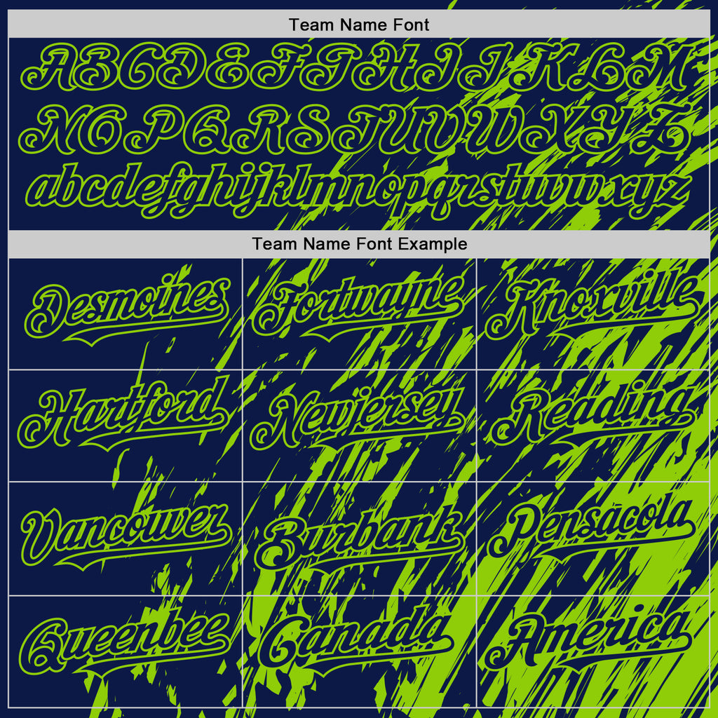 Custom Navy Navy-Neon Green 3D Pattern Design Bomber Full-Snap Varsity Letterman Hoodie Jacket