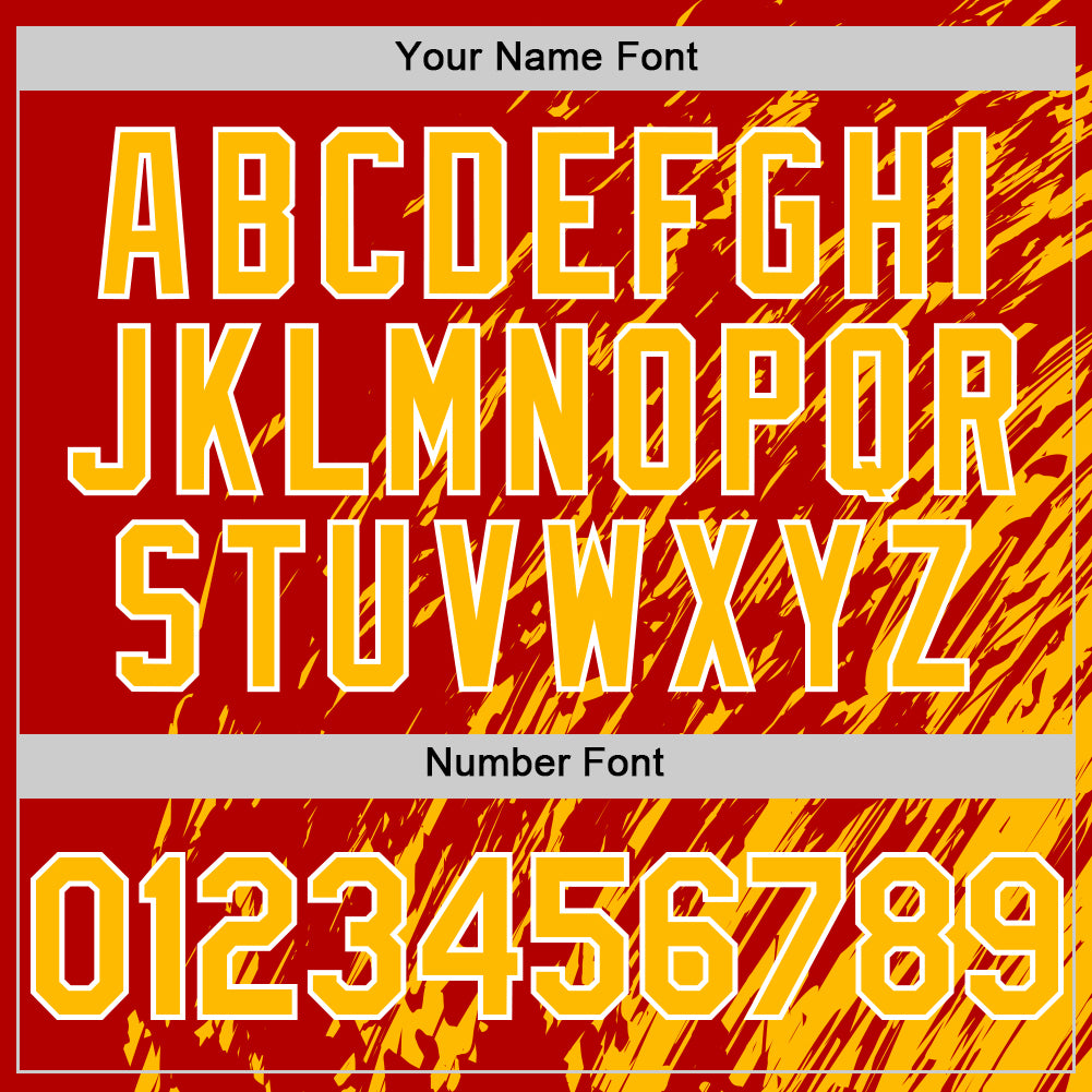 Custom Red Gold-White 3D Pattern Design Bomber Full-Snap Varsity Letterman Hoodie Jacket