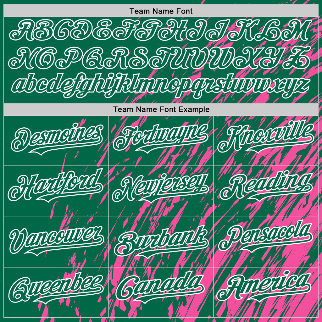 Custom Pink Kelly Green-White 3D Pattern Design Bomber Full-Snap Varsity Letterman Hoodie Jacket