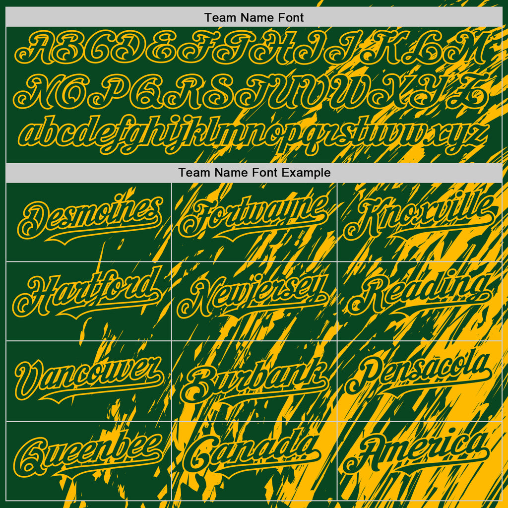 Custom Green Green-Gold 3D Pattern Design Bomber Full-Snap Varsity Letterman Hoodie Jacket