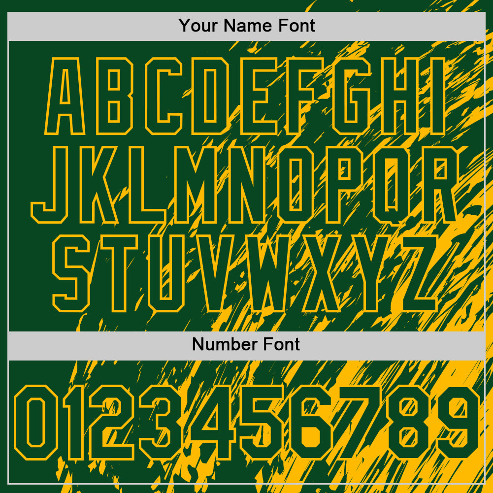 Custom Green Green-Gold 3D Pattern Design Bomber Full-Snap Varsity Letterman Hoodie Jacket