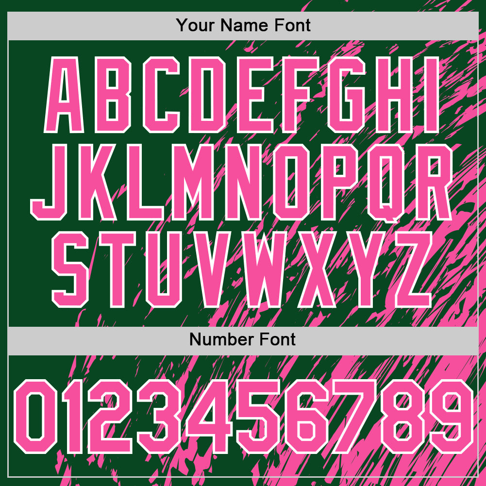 Custom Kelly Green Pink-White 3D Pattern Design Bomber Full-Snap Varsity Letterman Hoodie Jacket