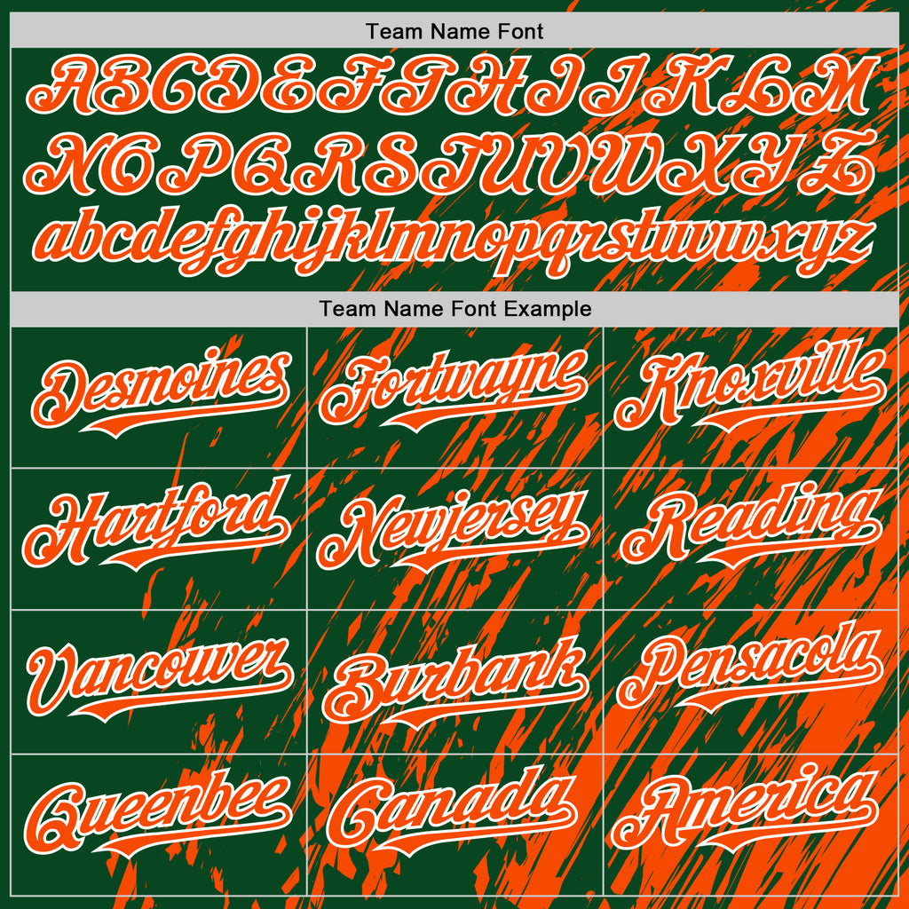 Custom Green Orange-White 3D Pattern Design Bomber Full-Snap Varsity Letterman Hoodie Jacket