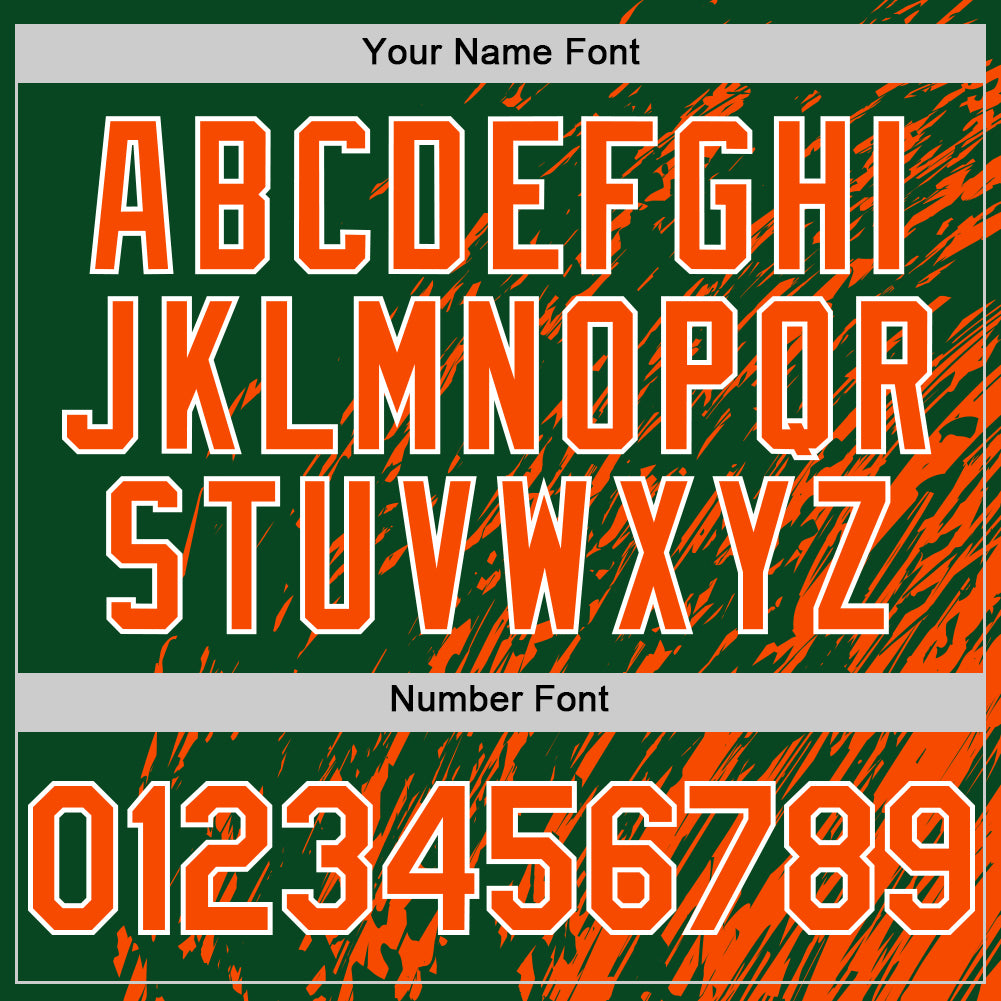 Custom Green Orange-White 3D Pattern Design Bomber Full-Snap Varsity Letterman Hoodie Jacket