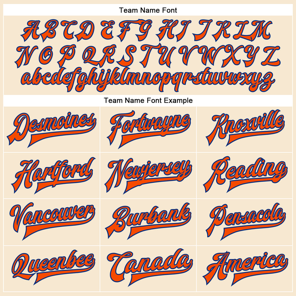 Custom Cream Orange-Royal Bomber Full-Snap Varsity Faux Leather Letterman Jacket