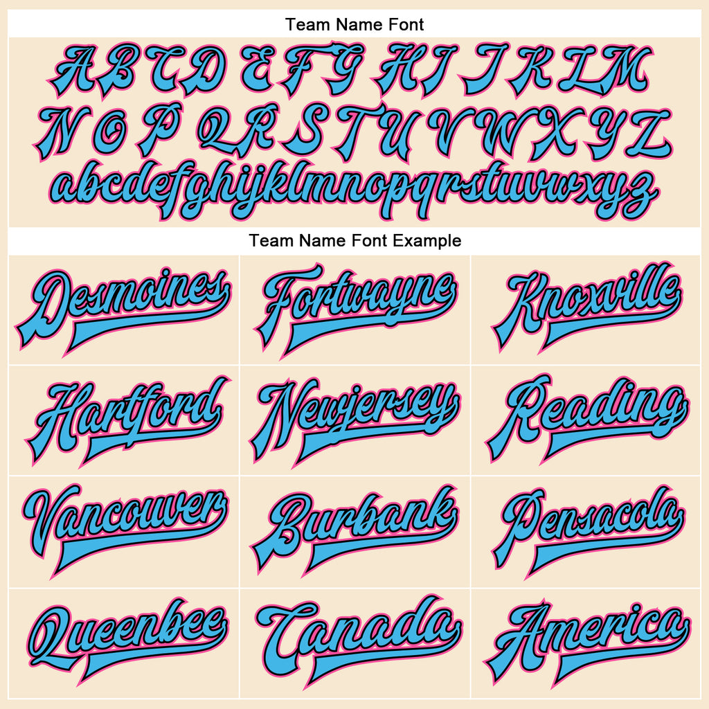 Custom Cream Pink Sky Blue-Black Bomber Full-Snap Varsity Faux Leather Letterman Jacket