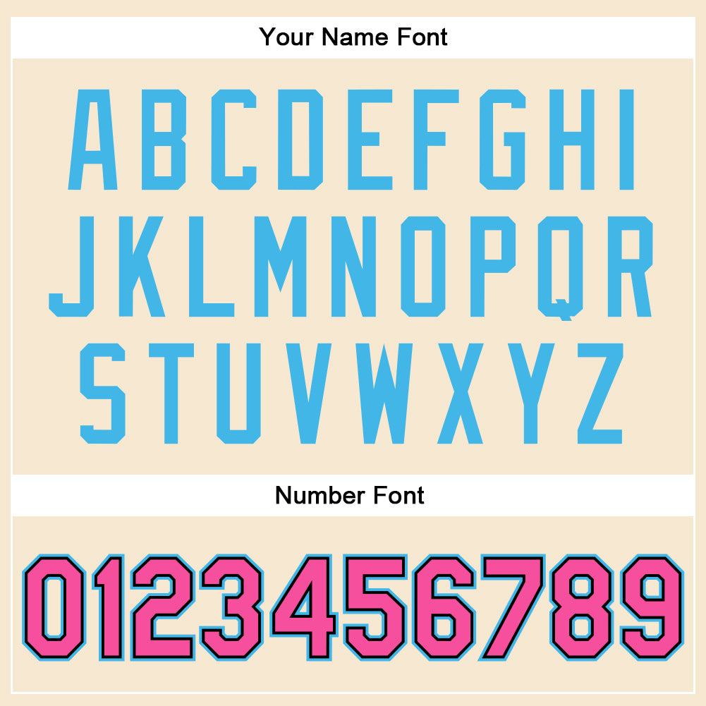 Custom Cream Pink Sky Blue-Black Bomber Full-Snap Varsity Faux Leather Letterman Jacket