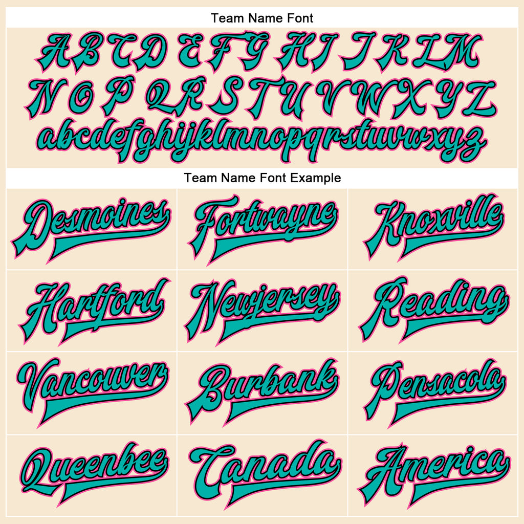 Custom Cream Pink Aqua-Black Bomber Full-Snap Varsity Faux Leather Letterman Jacket