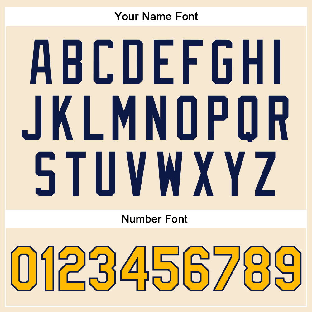 Custom Cream Gold-Navy Bomber Full-Snap Varsity Faux Leather Letterman Jacket