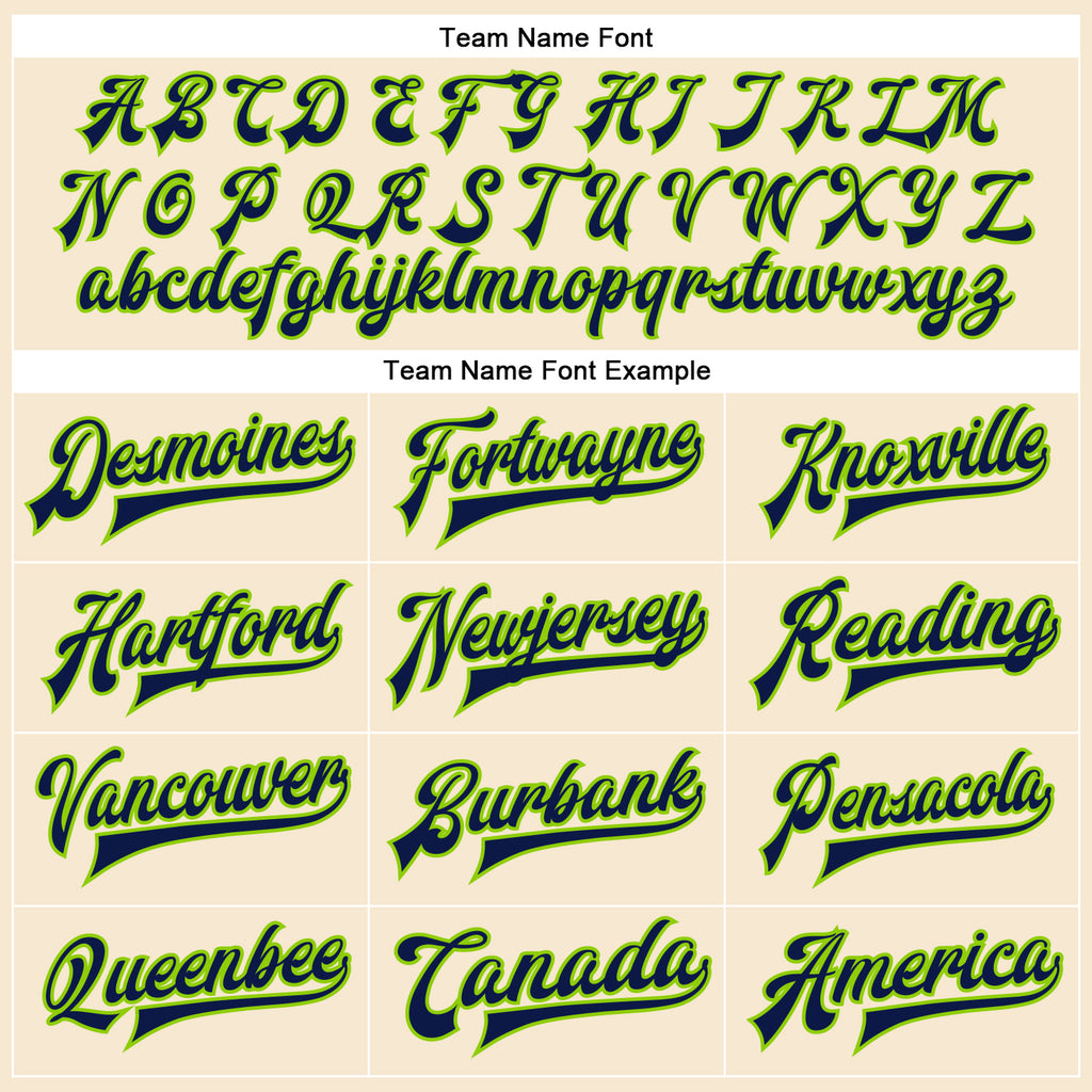 Custom Cream Navy-Neon Green Bomber Full-Snap Varsity Faux Leather Letterman Jacket