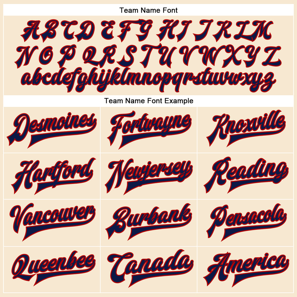 Custom Cream Navy-Red Bomber Full-Snap Varsity Faux Leather Letterman Jacket