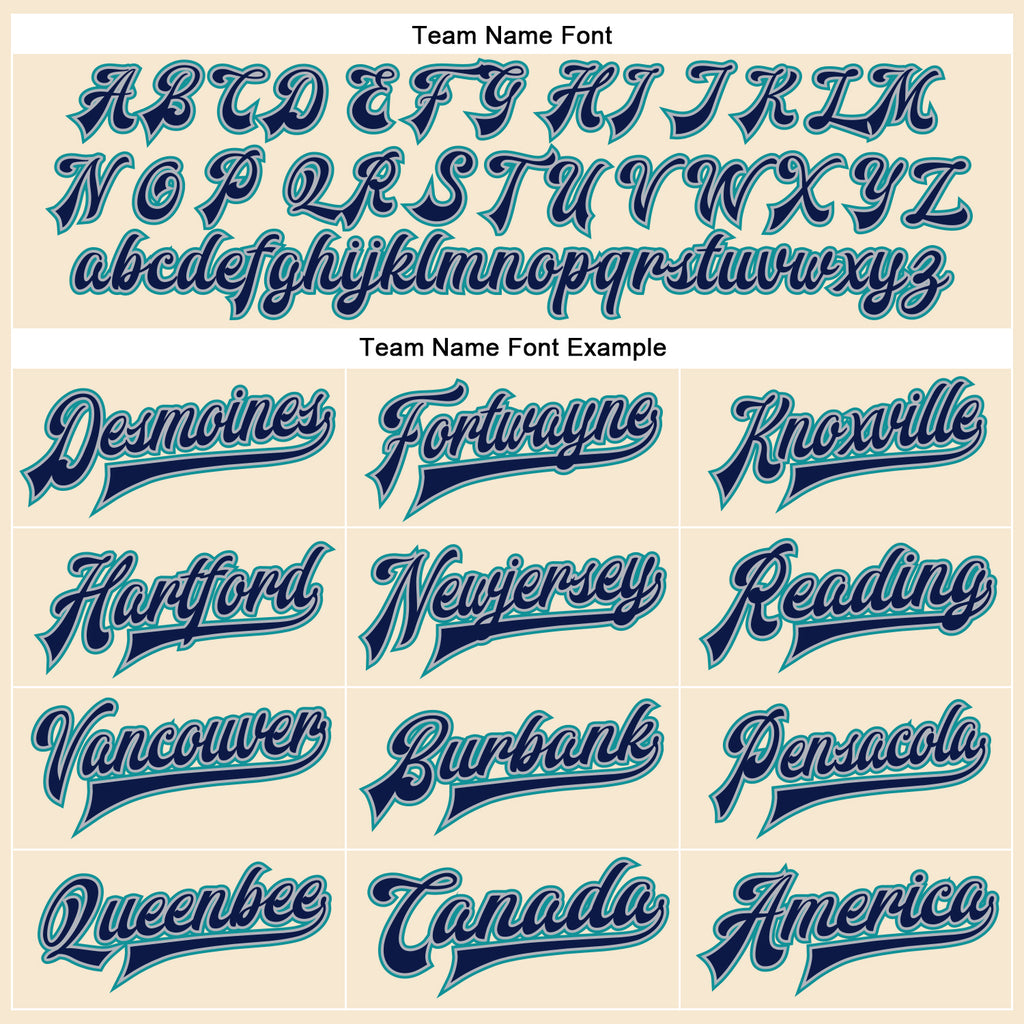 Custom Cream Navy Teal-Gray Bomber Full-Snap Varsity Faux Leather Letterman Jacket