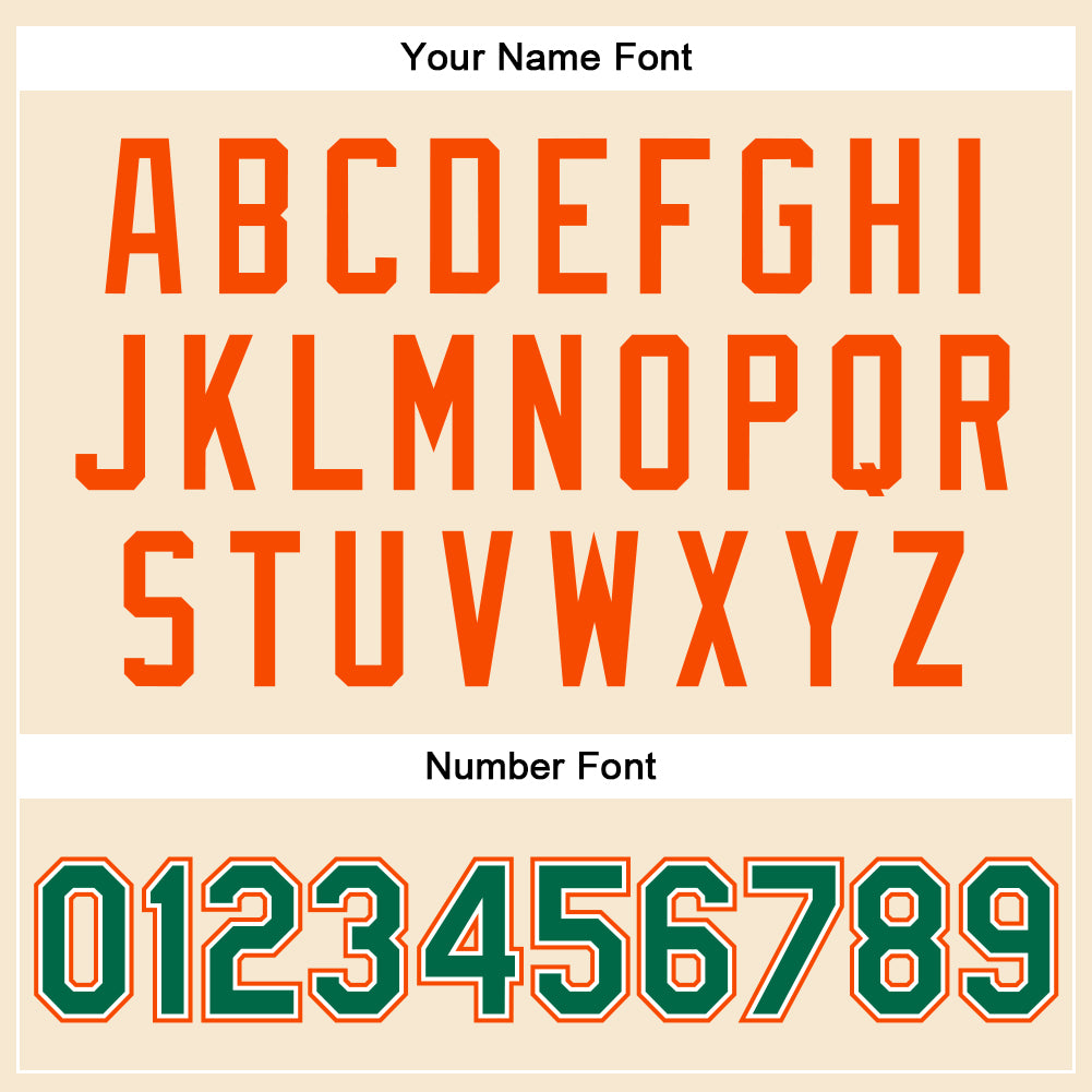 Custom Cream Kelly Green-Orange Bomber Full-Snap Varsity Faux Leather Letterman Jacket