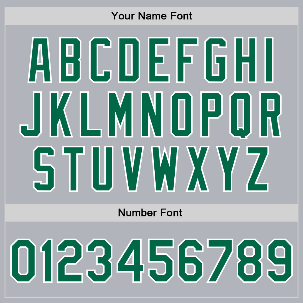 Custom Gray Kelly Green-White Bomber Full-Snap Varsity Faux Leather Letterman Jacket