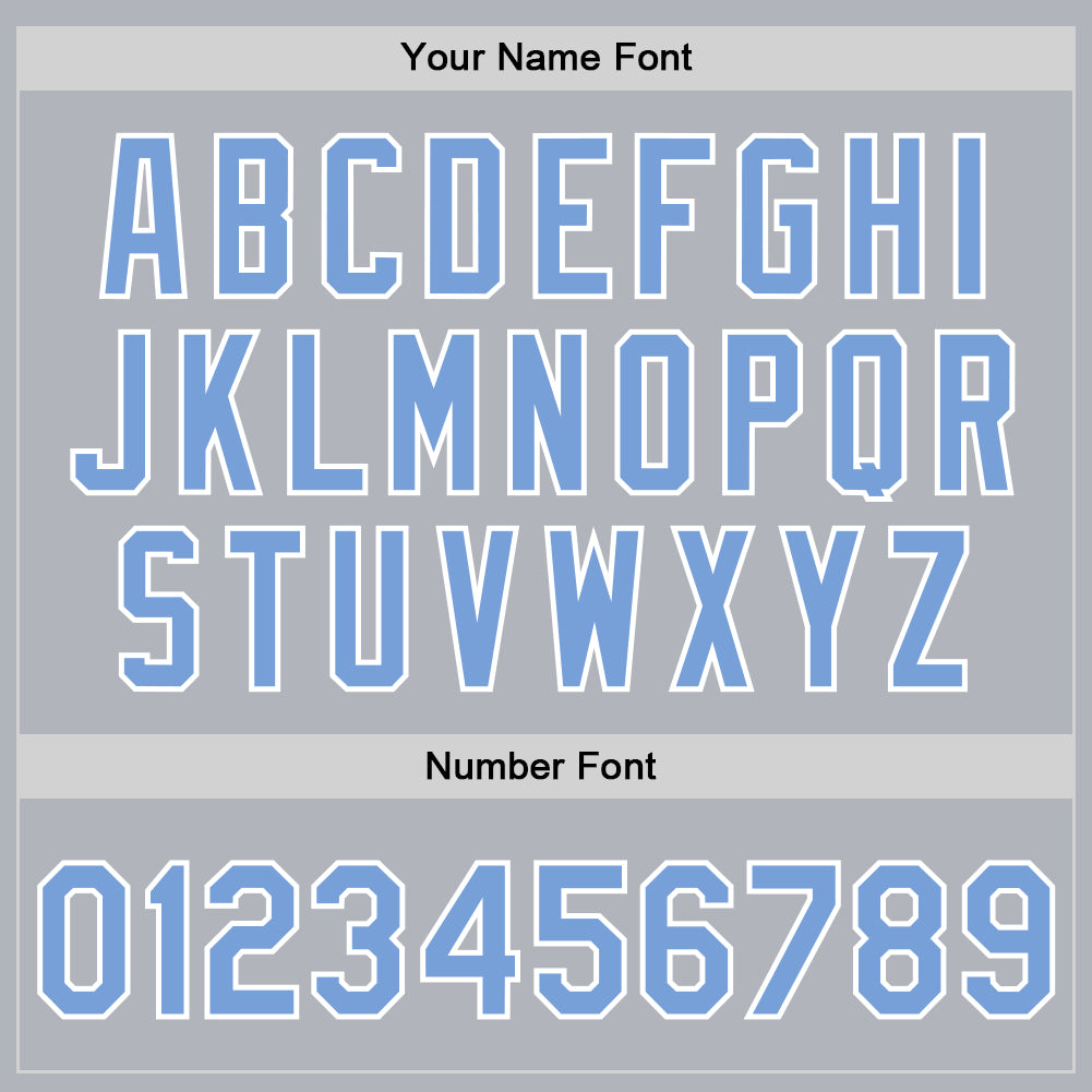 Custom Gray Light Blue-White Bomber Full-Snap Varsity Faux Leather Letterman Jacket