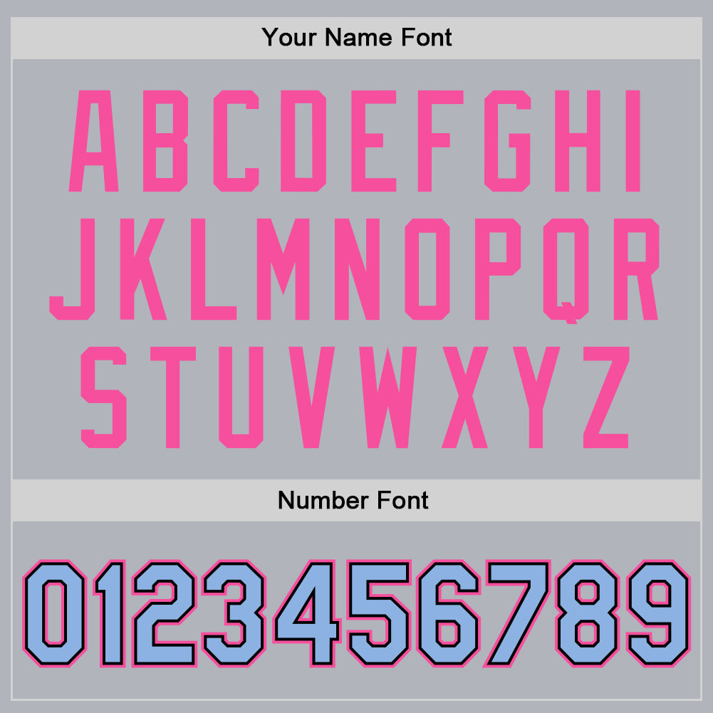 Custom Gray Light Blue Pink-Black Bomber Full-Snap Varsity Faux Leather Letterman Jacket