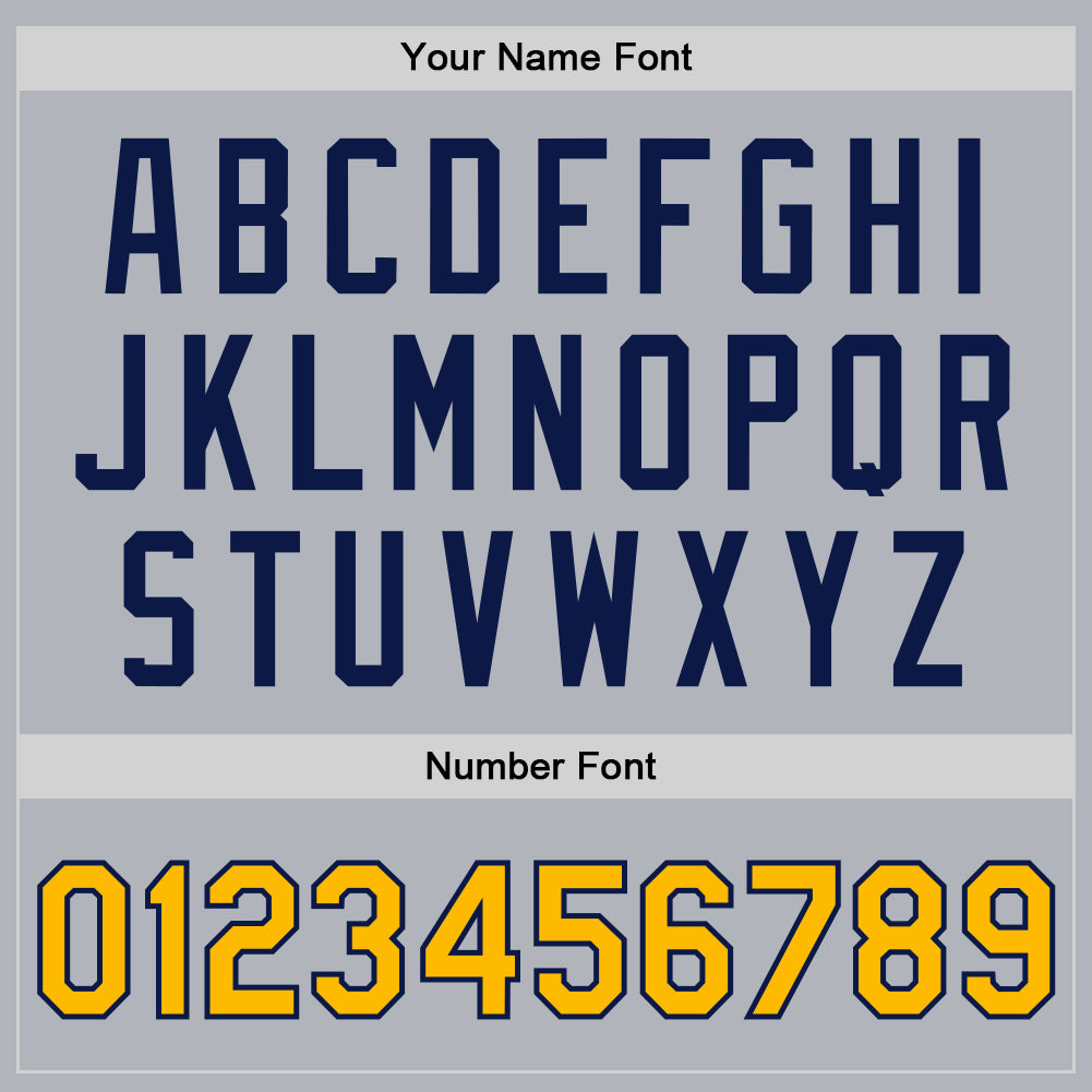 Custom Gray Gold-Navy Bomber Full-Snap Varsity Faux Leather Letterman Jacket