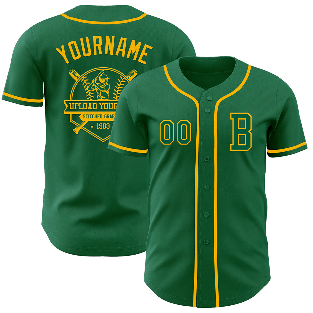 Custom Kelly Green Gold Authentic Baseball Jersey