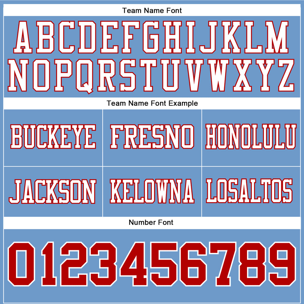 Custom Light Blue Red-White Authentic Football Jersey