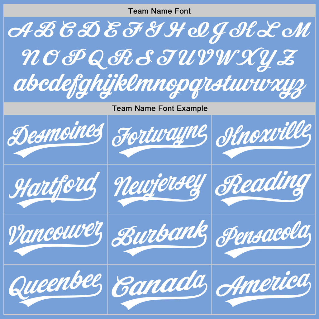 Custom Stitched Light Blue White Baseball Pullover Sweatshirt Hoodie