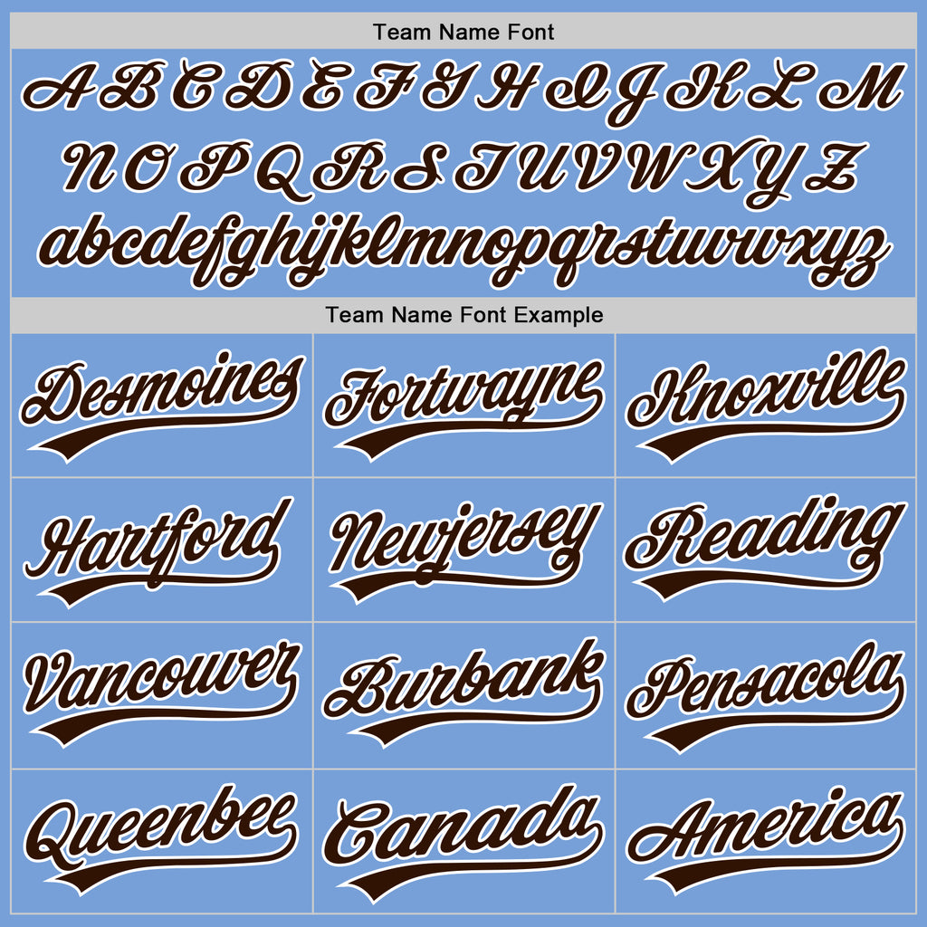 Custom Stitched Light Blue Brown-White Baseball Pullover Sweatshirt Hoodie