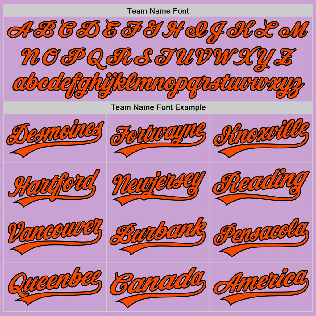 Custom Light Purple Black-Orange Authentic Baseball Jersey