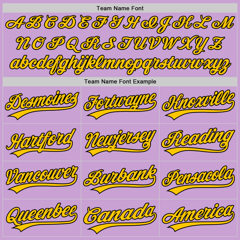 Custom Light Purple Black-Yellow Authentic Baseball Jersey