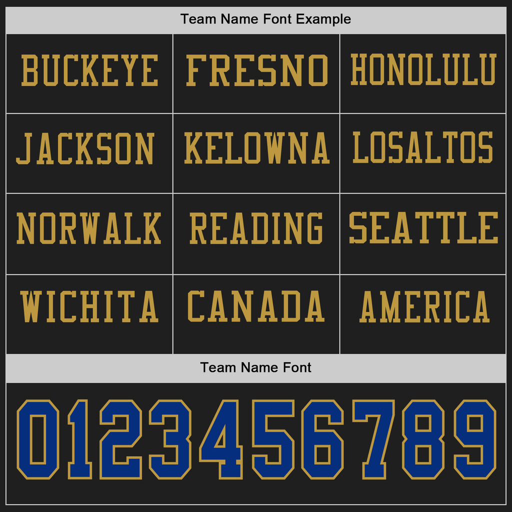 Custom Black Royal-Old Gold Long Sleeve Authentic Football Jersey