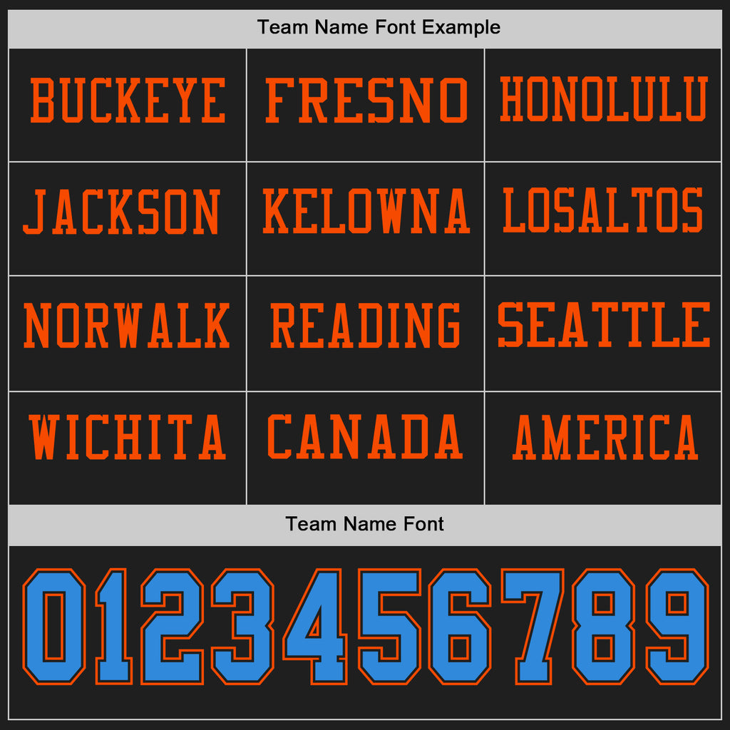 Custom Black Powder Blue-Orange Long Sleeve Authentic Football Jersey