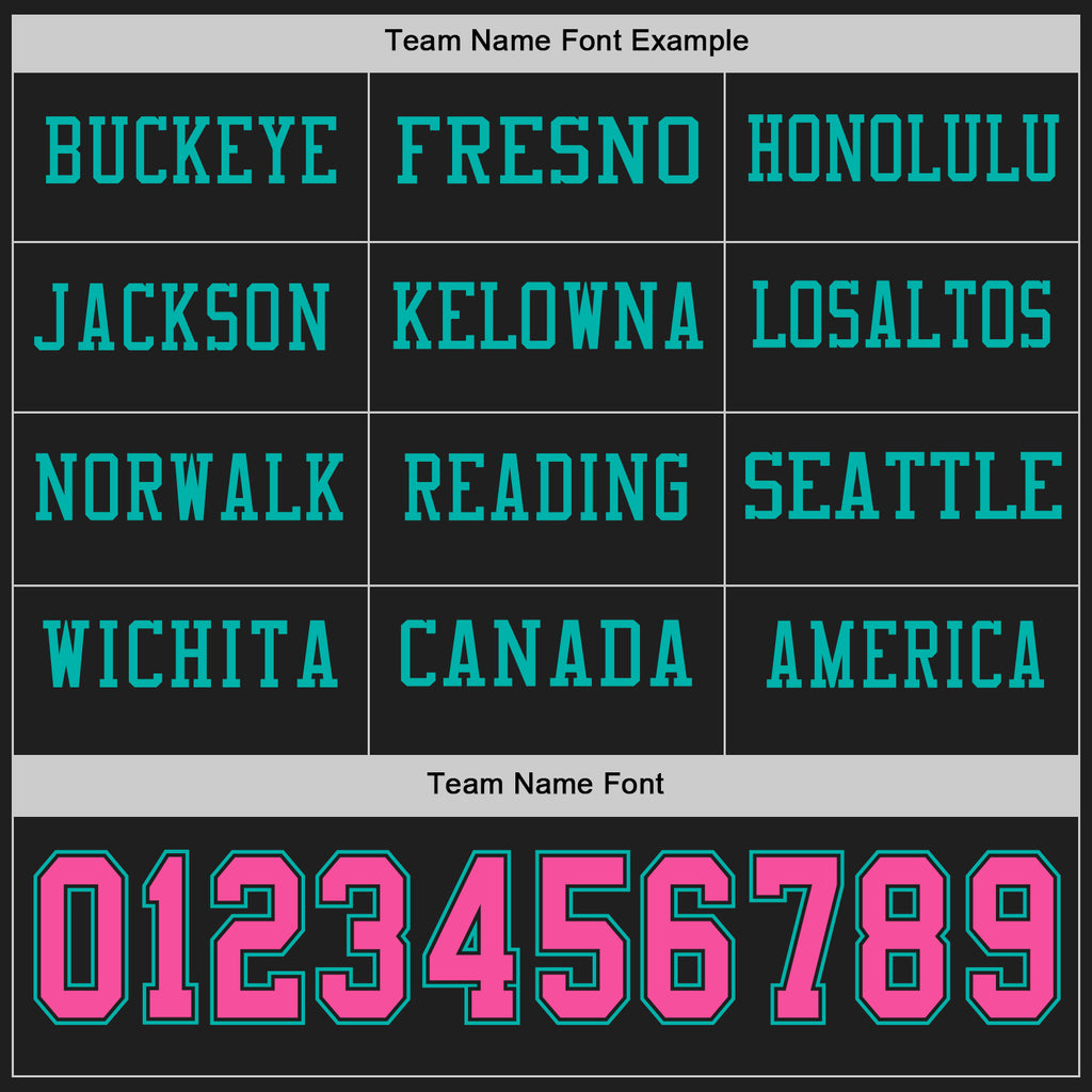 Custom Black Pink-Aqua Long Sleeve Authentic Football Jersey